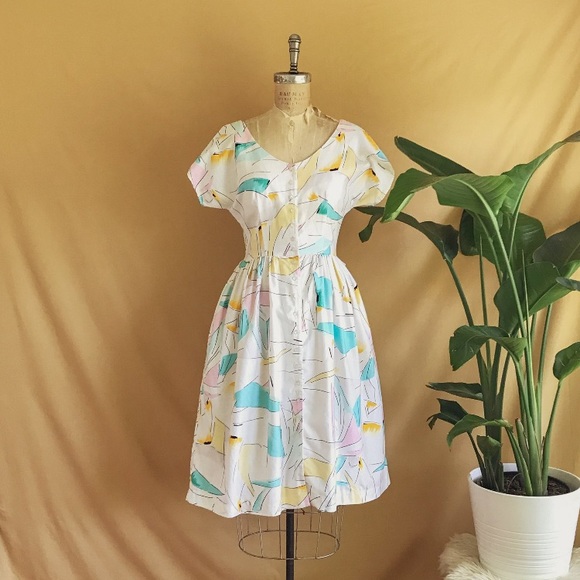 Rare vintage abstract shapes silhouette midi dress - Picture 1 of 6